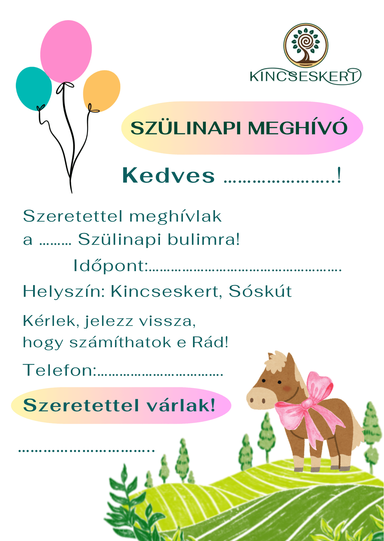 Kincseskert Szülinap Lányos