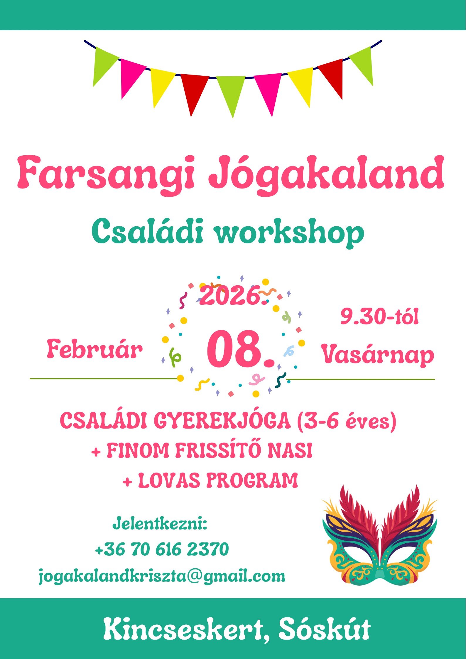 Farsangi Jógakaland családi workshop - gyerekjóga Gulyka Krisztina